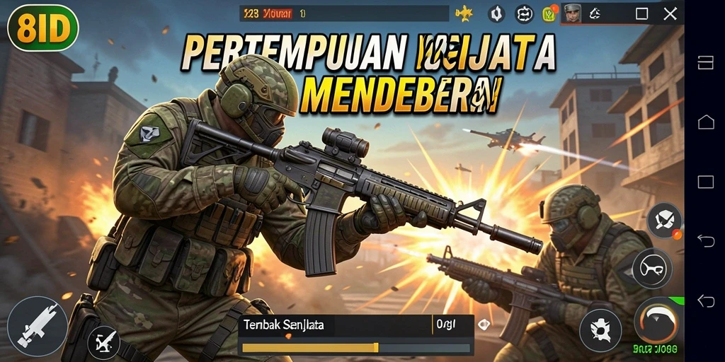 Antarmuka dinamis dan seru dalam game Tembak Senjata.