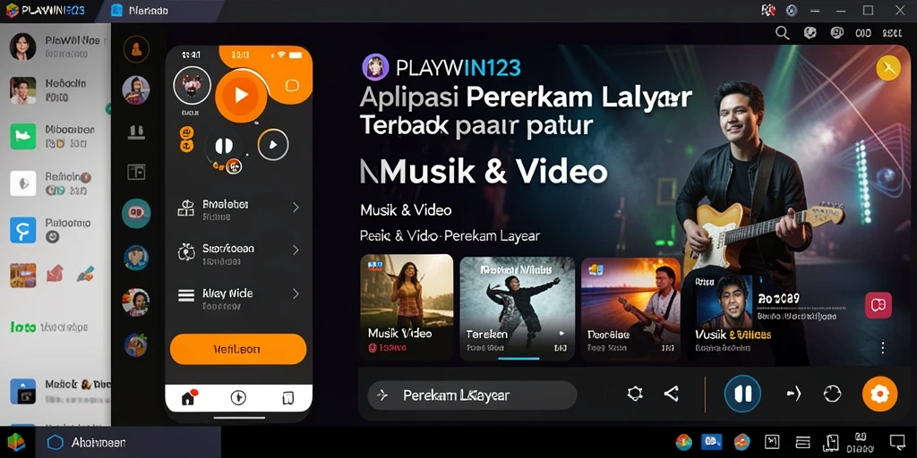 Antarmuka aplikasi Perekam Layar PLAYWIN123 yang user-friendly.
