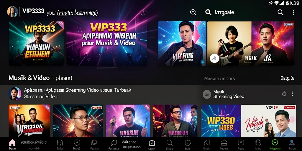 Tampilan antarmuka aplikasi VIP333 yang intuitif untuk streaming video.