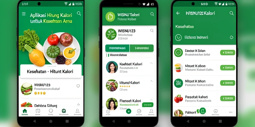 Tampilan antarmuka WISNU123 yang menampilkan fitur Hitung Kalori.
